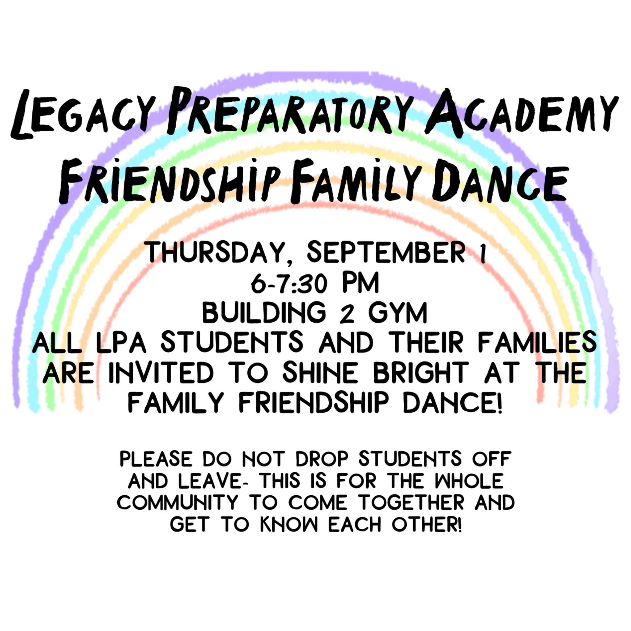 Family Dance Thursday 9/1 Building 2 gym 6-7:30