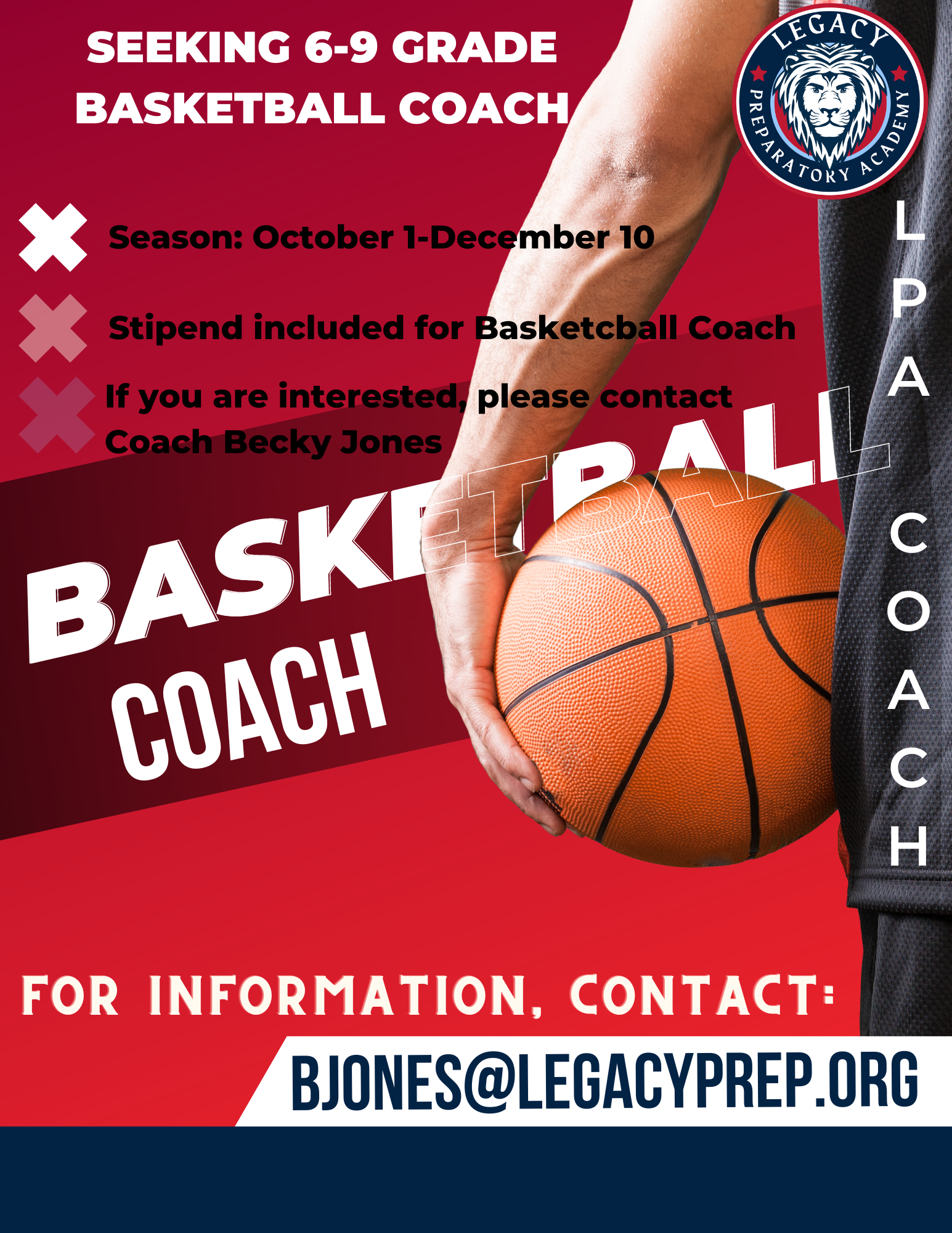 seeking basketball coach